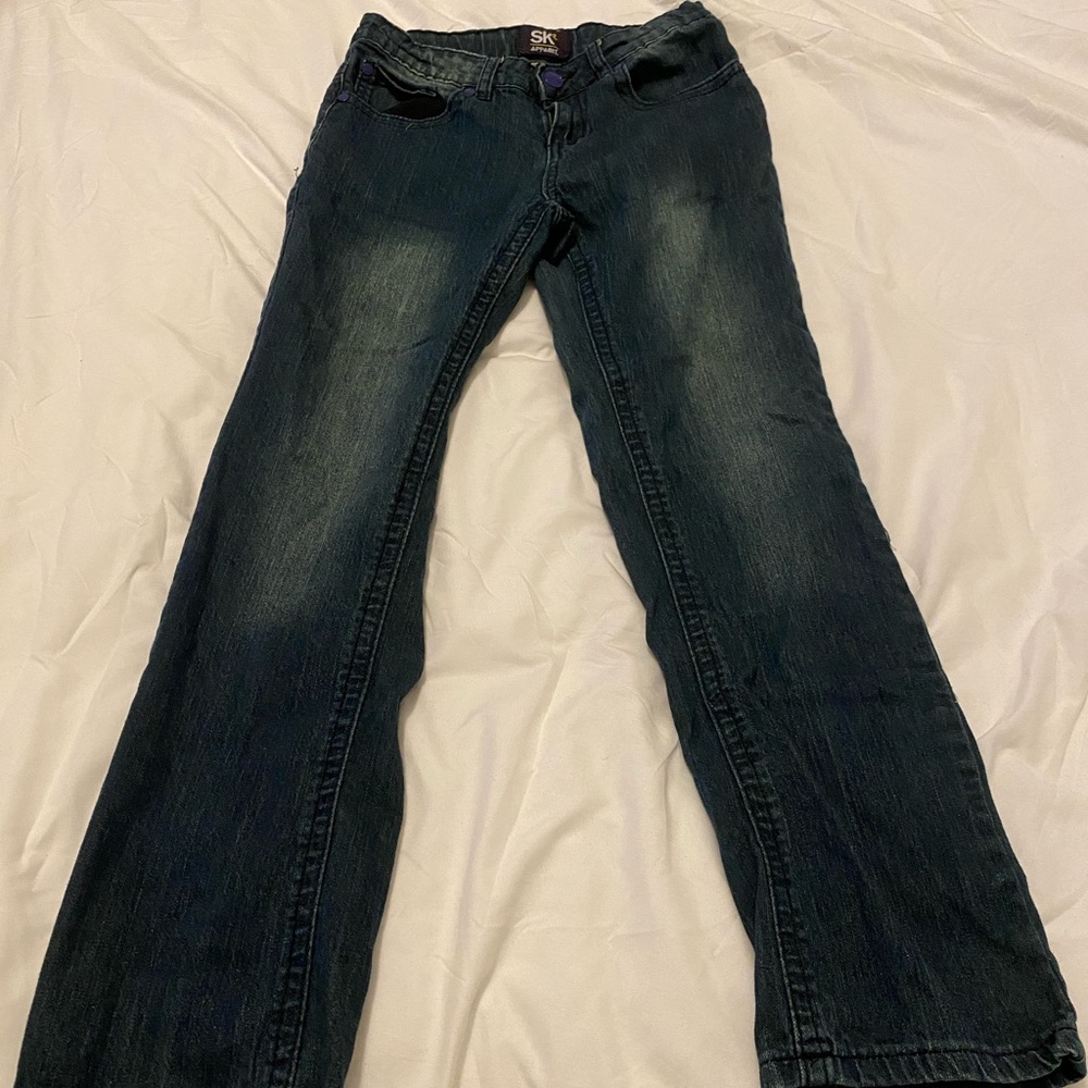 Girl’s slim straight leg dark denim jeans